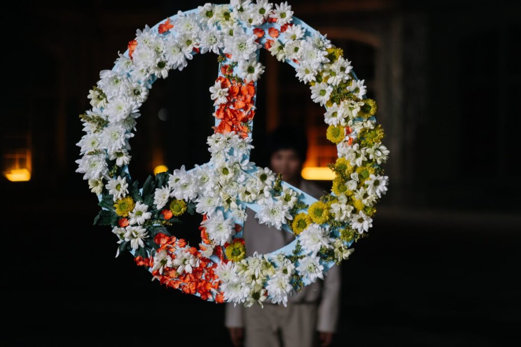 flower covered peace sign